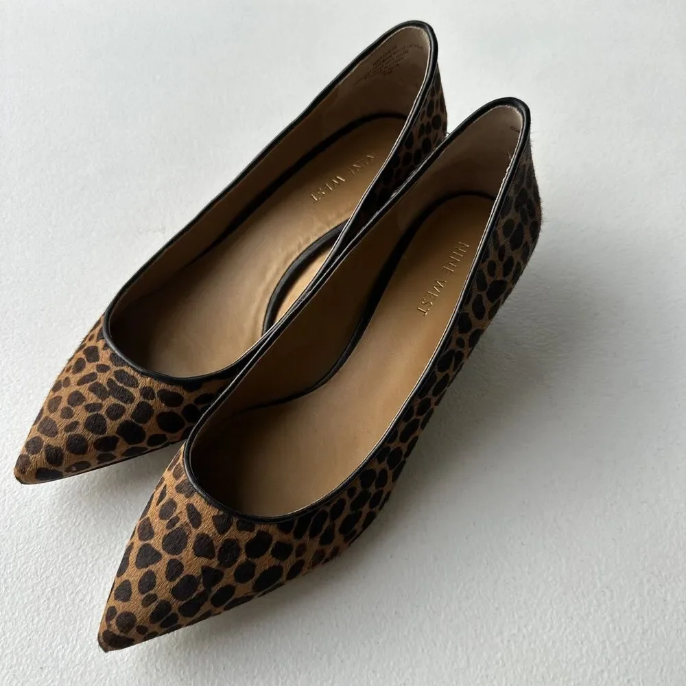 Nine West Women's Size 8 Pumps Leopard Animal Print Pointed Toe Kitten Heel
